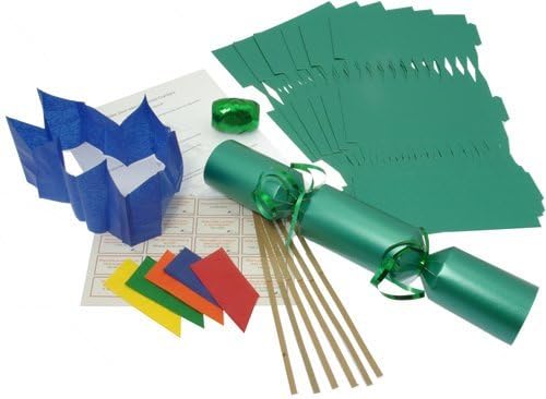 Green make your own Christmas crackers with jokes, hats, snaps and ribbon