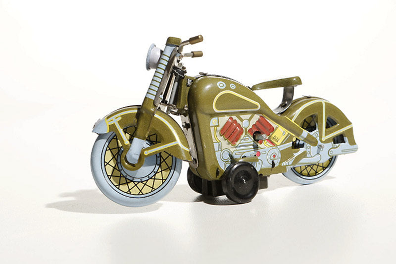 Green Harley Davidson tin toy