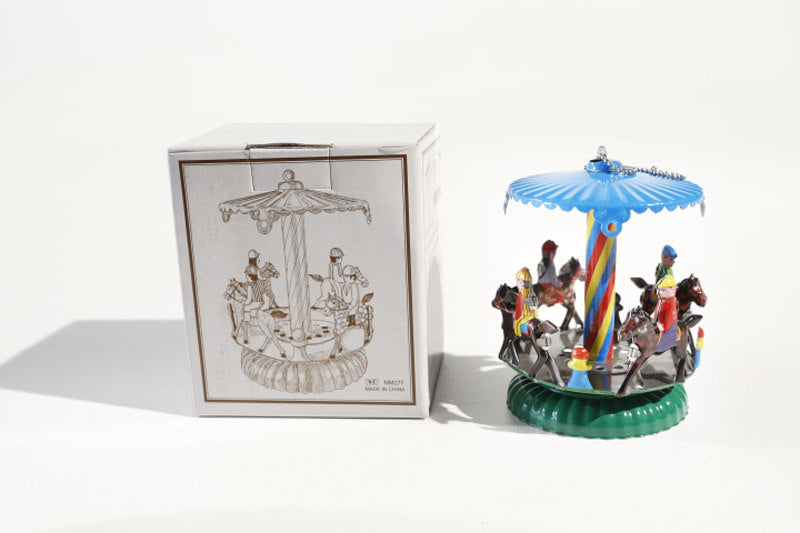 Decorative hanging horse carousel tin toy with packaging