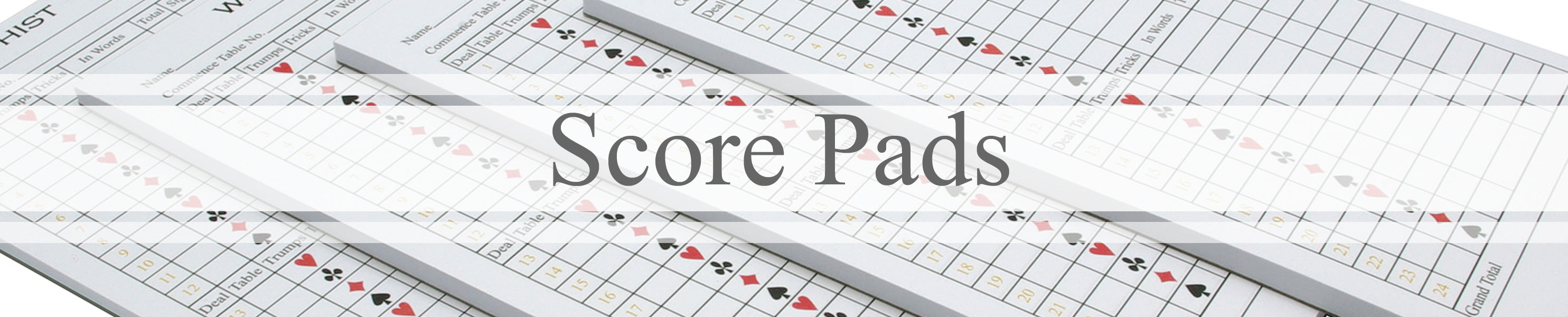 Score pads banner with score pads in background
