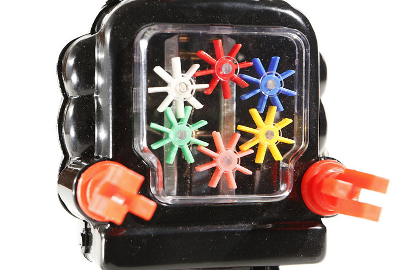 Close up of High Wheel Vintage robot tin toy  