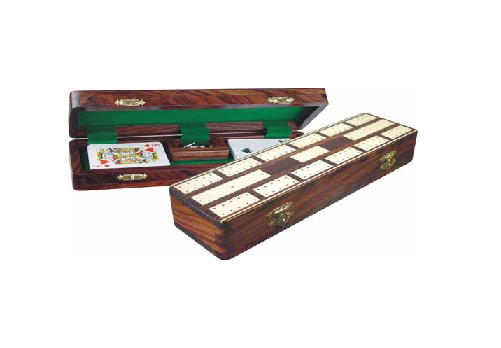 Inlaid Rosewood Cribbage Box - made with Acacia wood