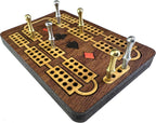 Inlaid Wooden cribbage board with Cribbage pegs and  playing cards suit symbols design