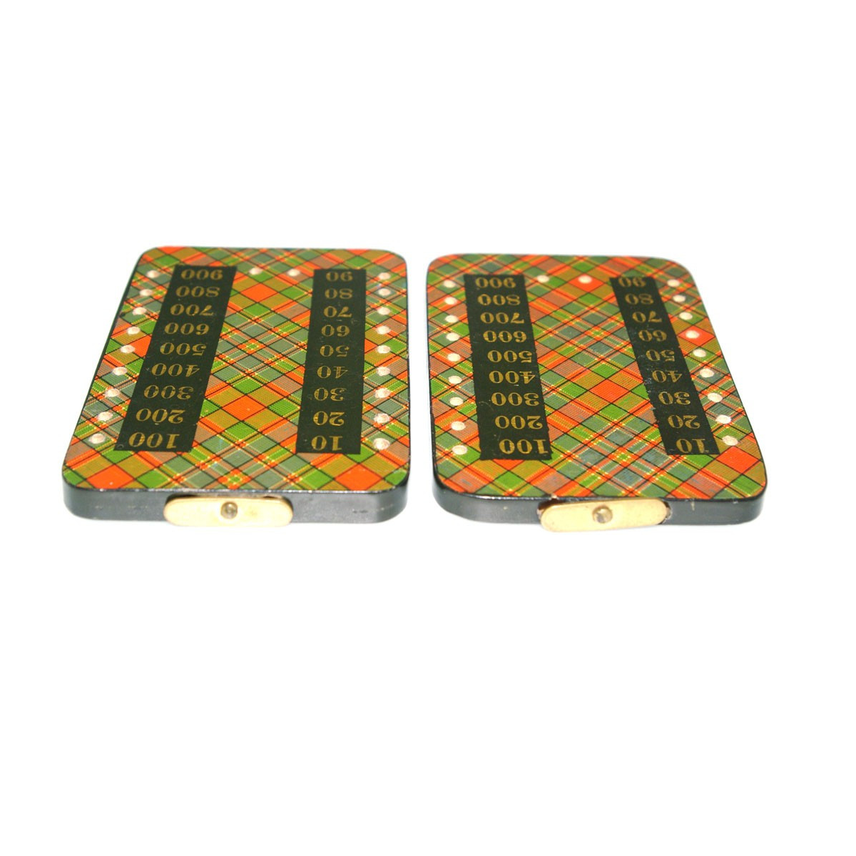 Mauchline tartan ware Bezique markers
