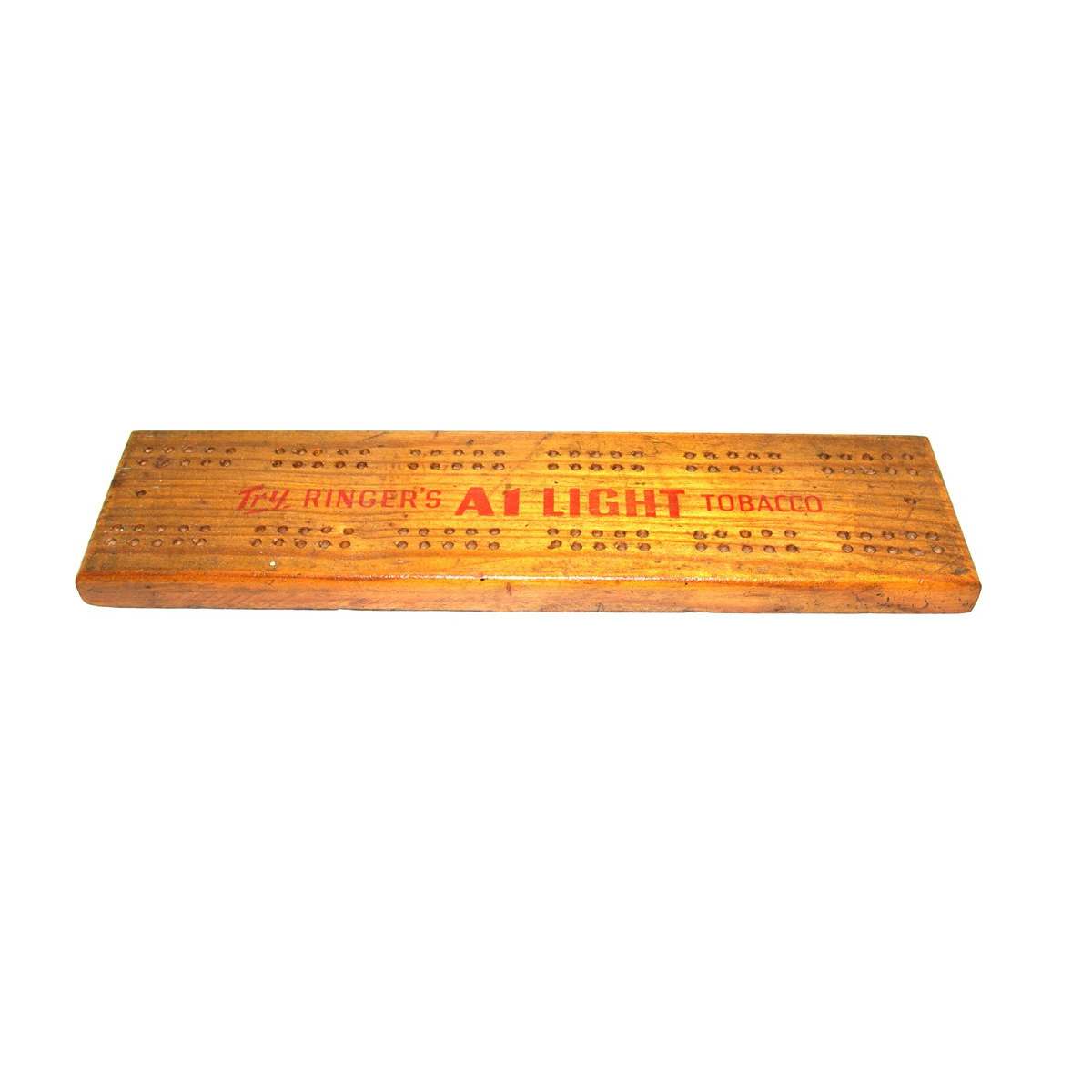Ringer's tobacco advertising cribbage board