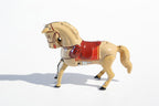 Brown jumping horse tin toy 