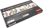 Box of 2 large wooden playing card holders with card illustrations design