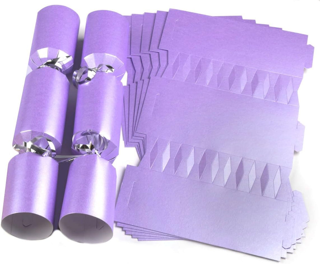 Purple crackers with silver ribbon and purple cracker blanks