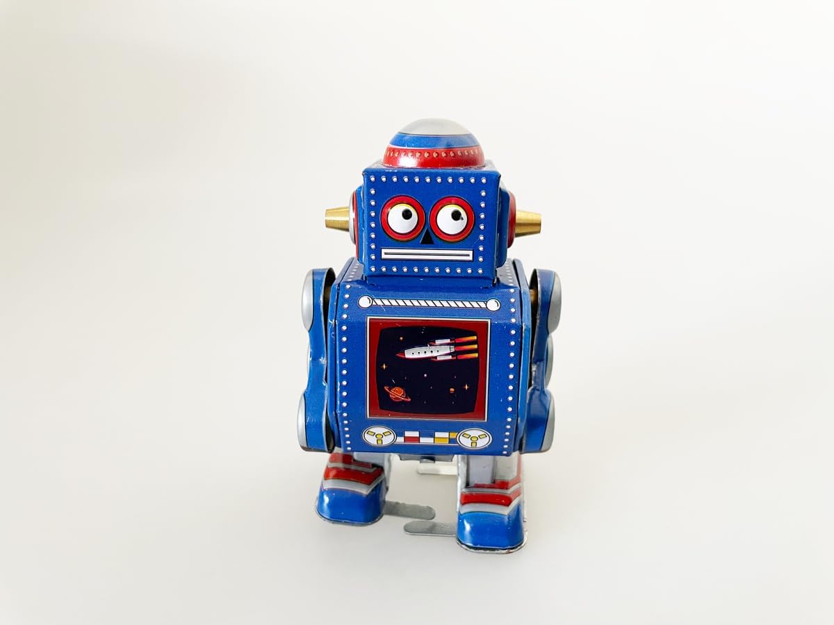 Little Blue Vintage-style robot tin toy 