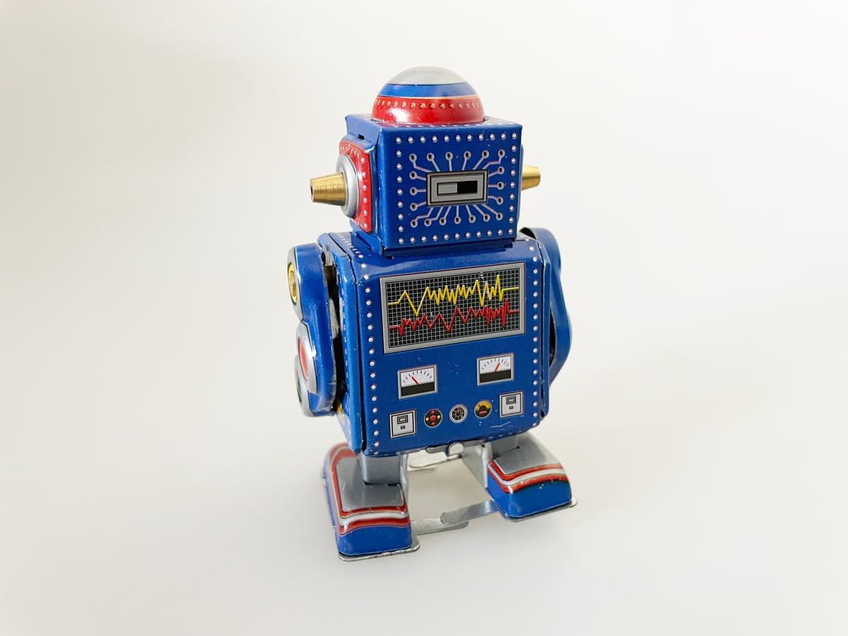 Little Blue Vintage-style robot tin toy back