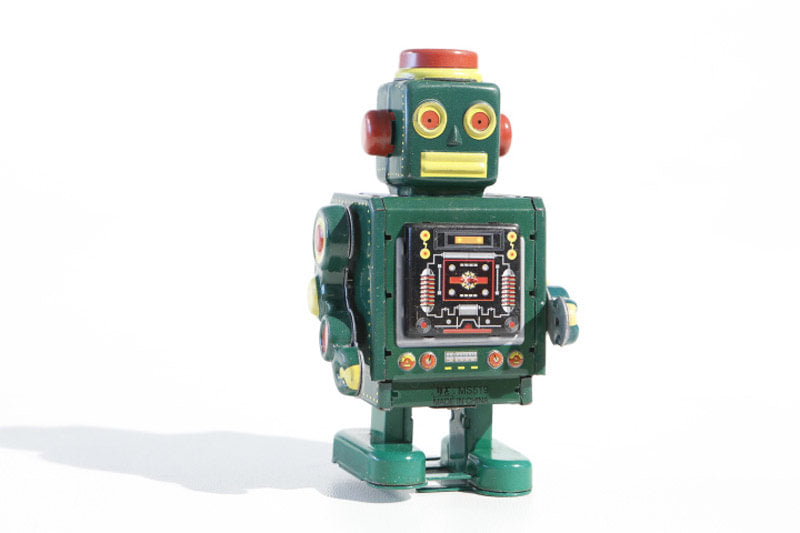 Little Green Vintage robot tin toy   
