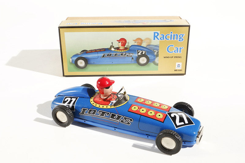 Lotus racing car tin toy with colourful packaging