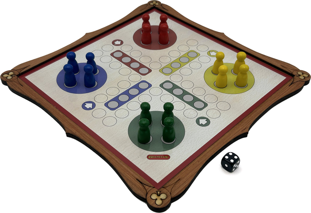 Wooden Ludo Board Game and playing pieces