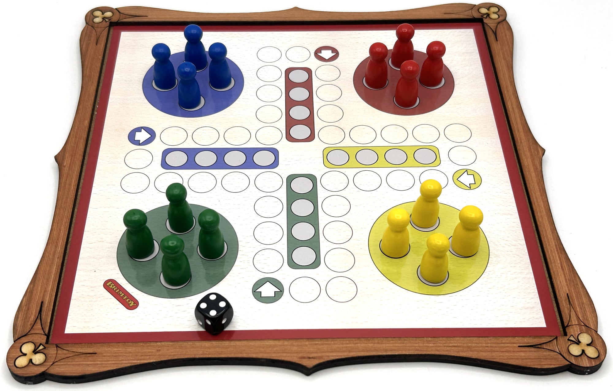Wooden Ludo Board Game and playing pieces