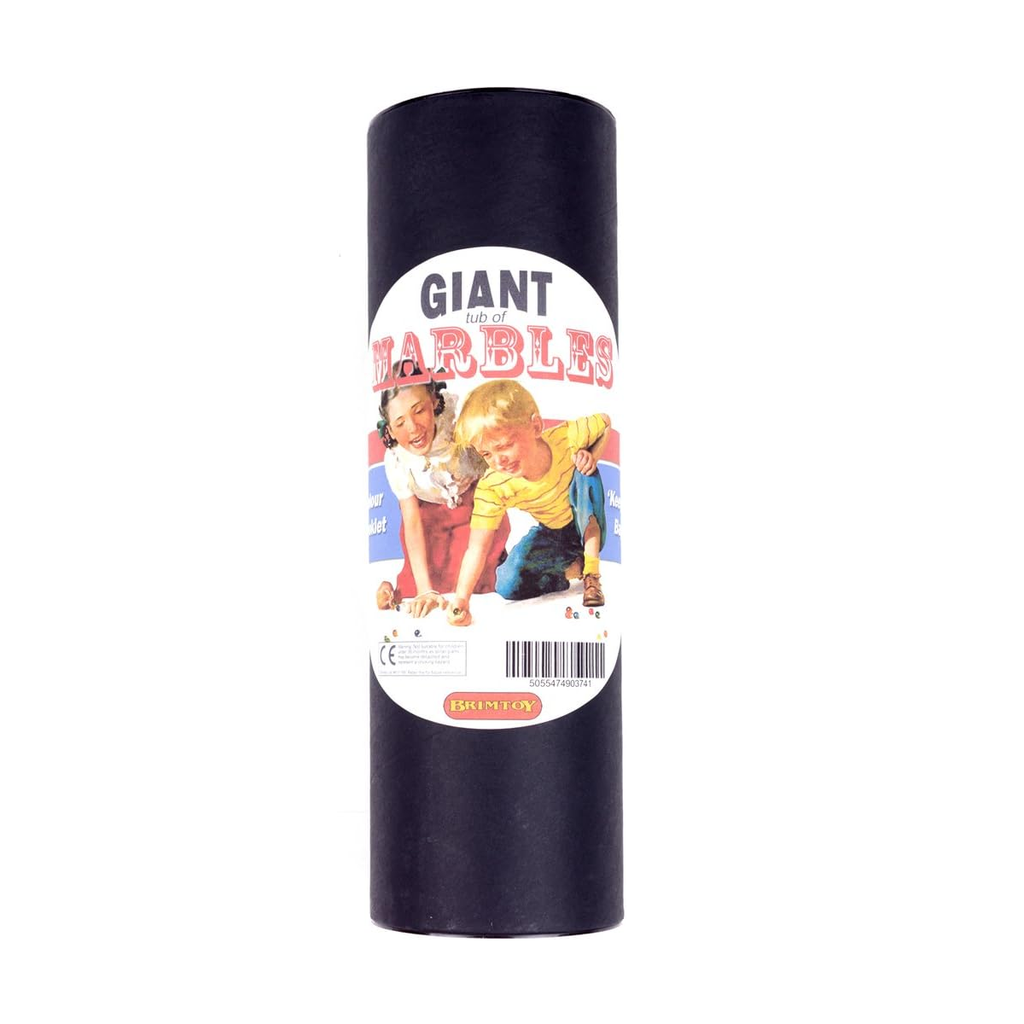 Giant Marble' with a colourful label featuring children playing with marbles.