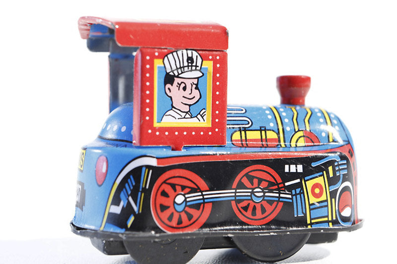 Mini Locomotive Colourful tin toy train with a driver figure 