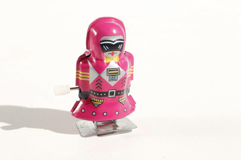 Mini Pink robot tin toy figure 