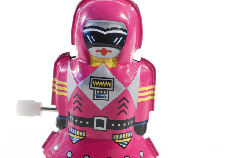 Mini Pink robot tin toy figure 