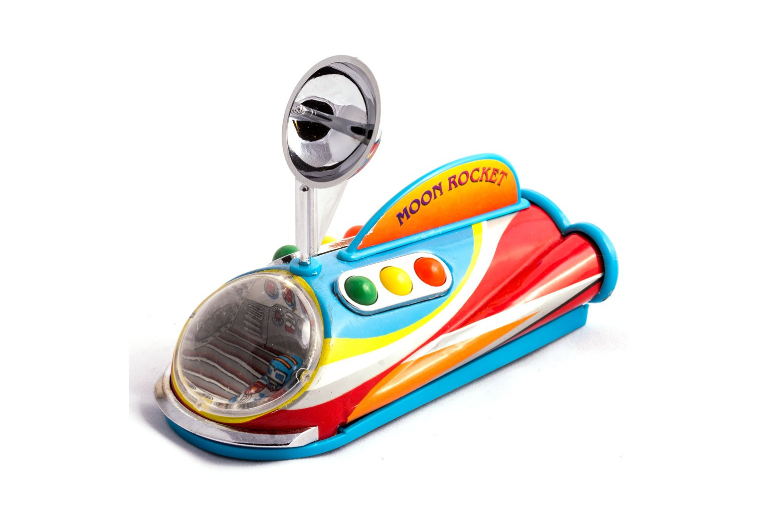 Colourful tin  toy moon rocket 