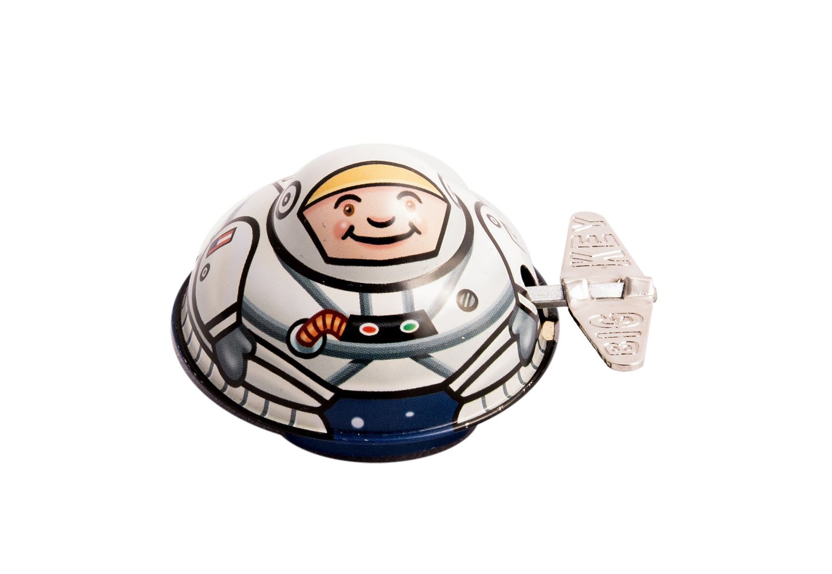 Oval Tin Toy figure of a character in an astronaut suit 