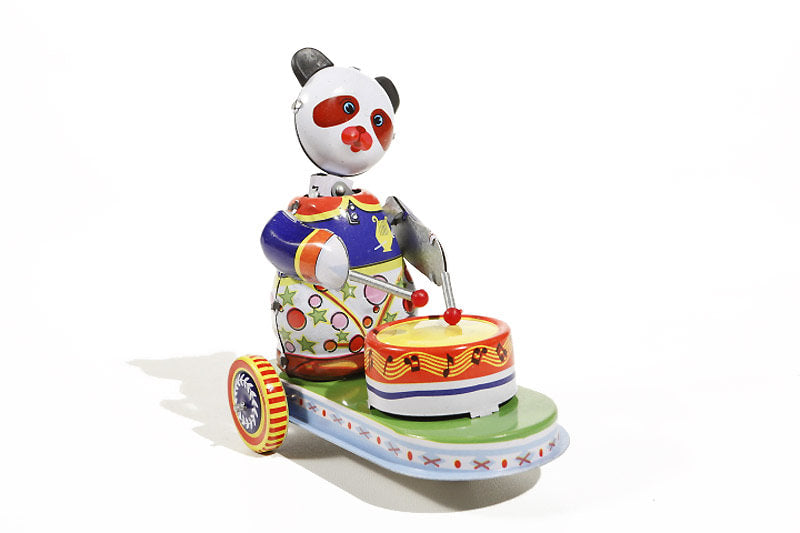 colourful panda cart tin toy