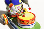 Close up of colourful panda cart tin toy