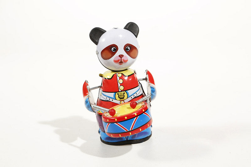 colourful panda drummer tin toy