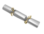 Silver cracker with gold ribbon