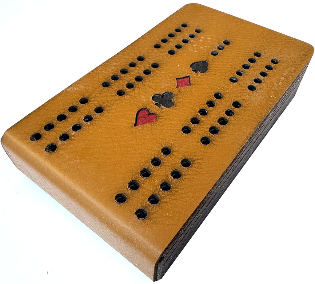 Leather and Mahogany travel cribbage set 