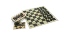 Checkers board game with pieces and tin 