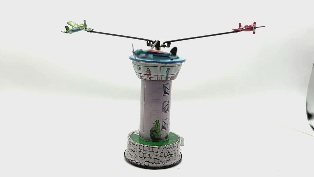 Airport Tower with 3 planes Fairground Tin Toy