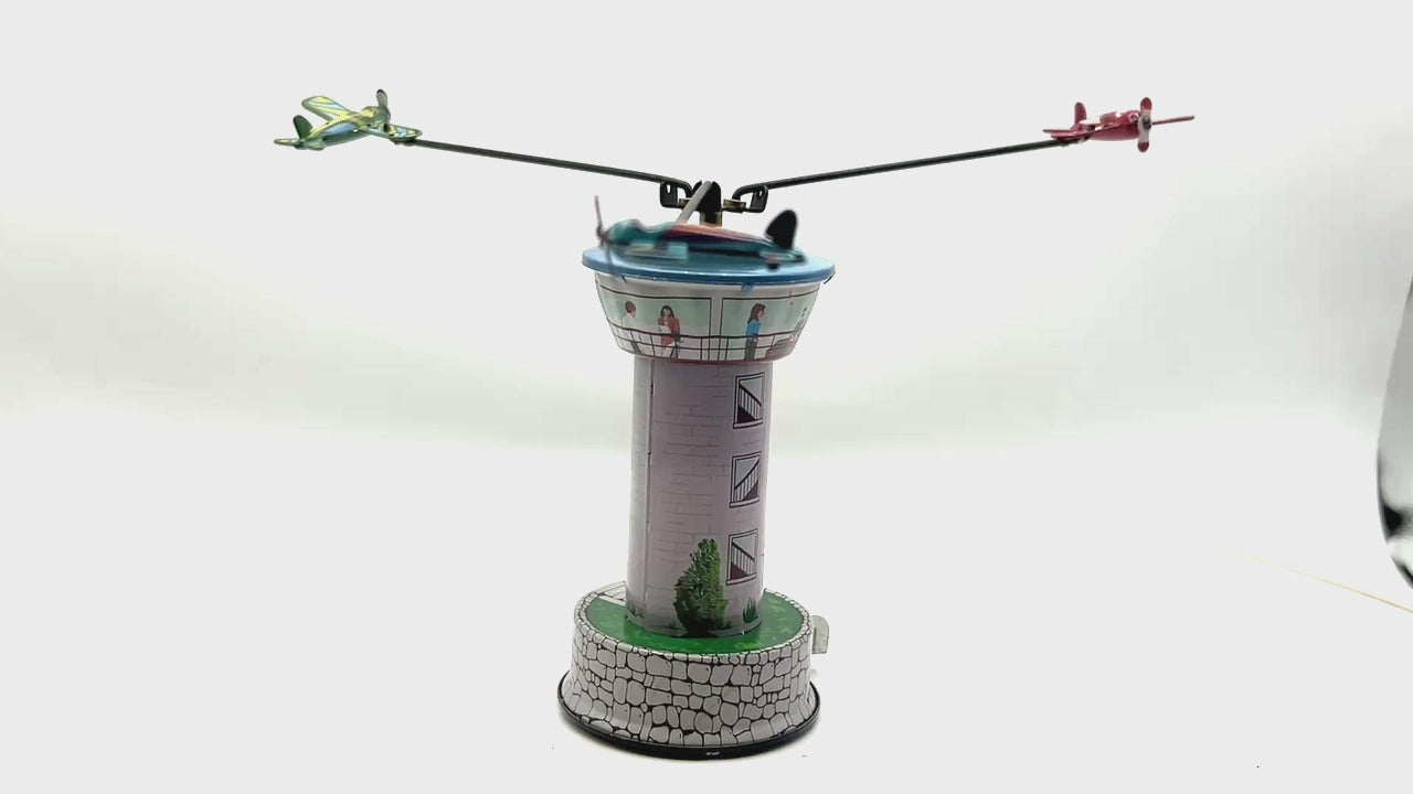 Airport Tower with 3 planes Fairground Tin Toy