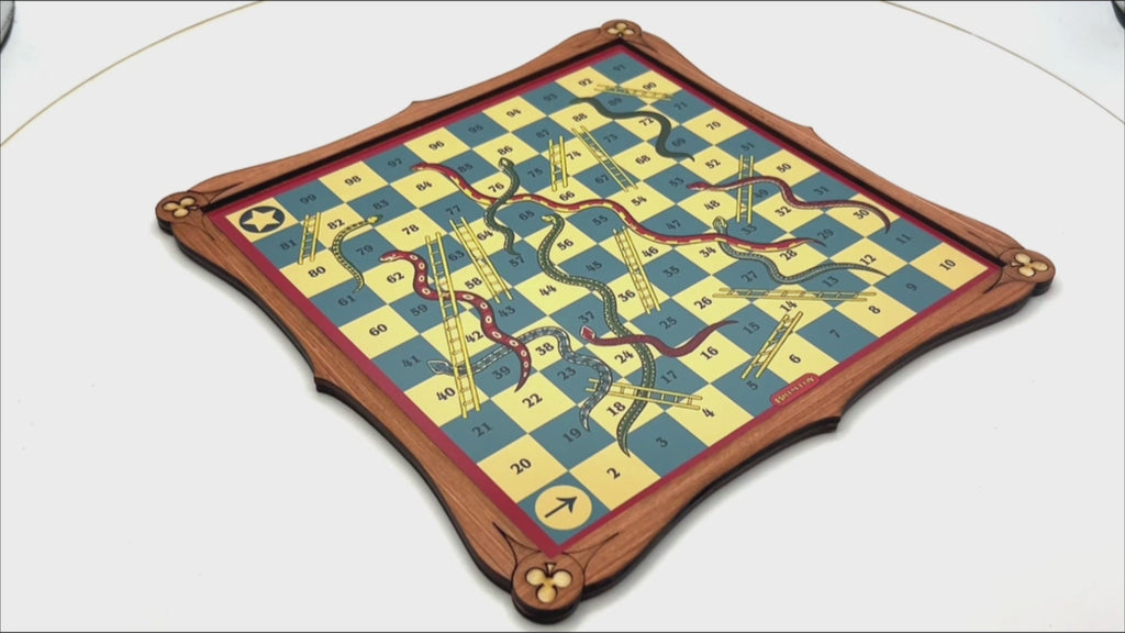 Snakes and ladders wooden board game