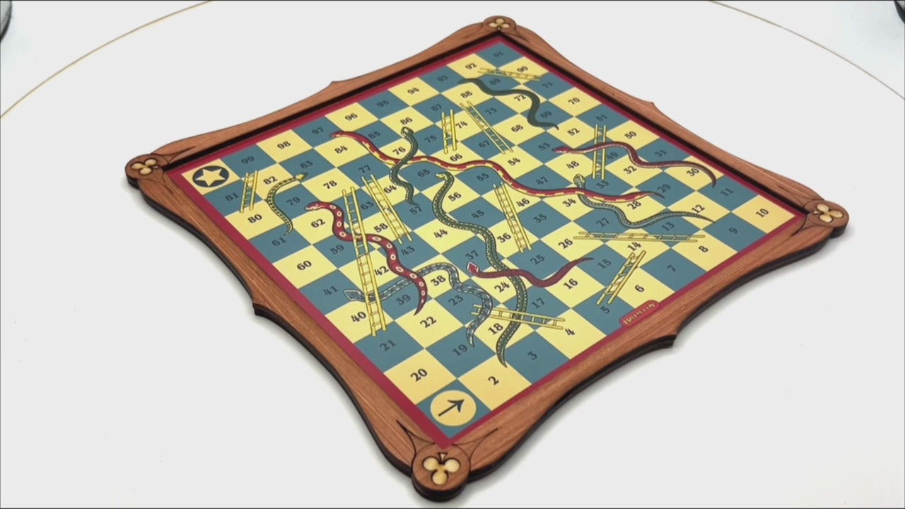 Snakes and ladders wooden board game