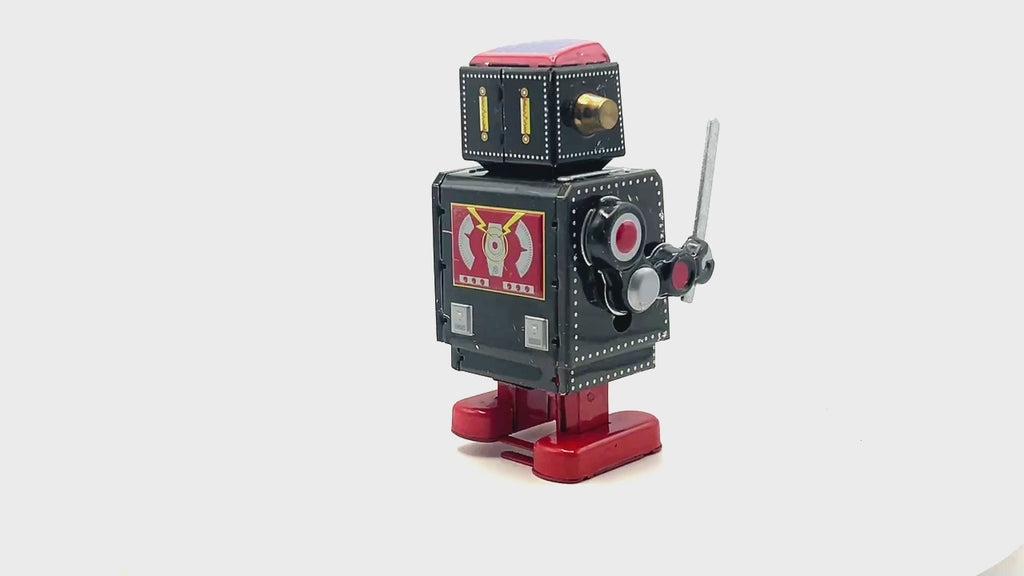 Black Robot with sword - Collectable Tin Toy