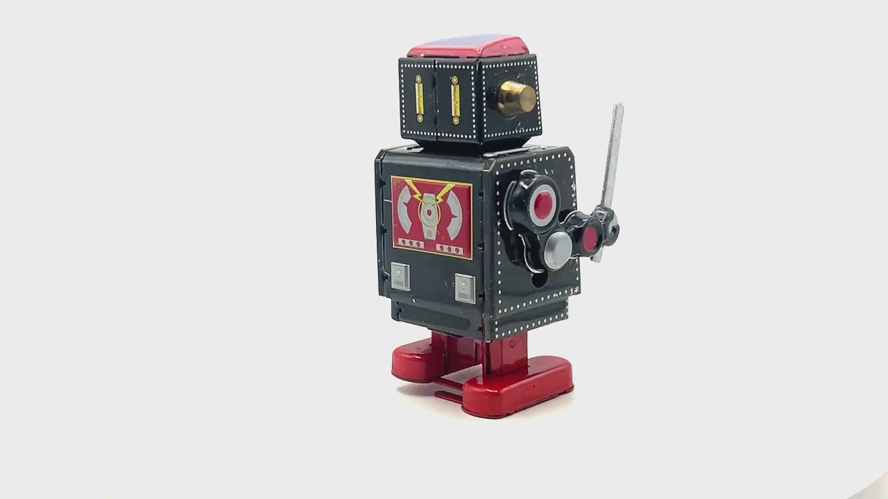Black Robot with sword - Collectable Tin Toy