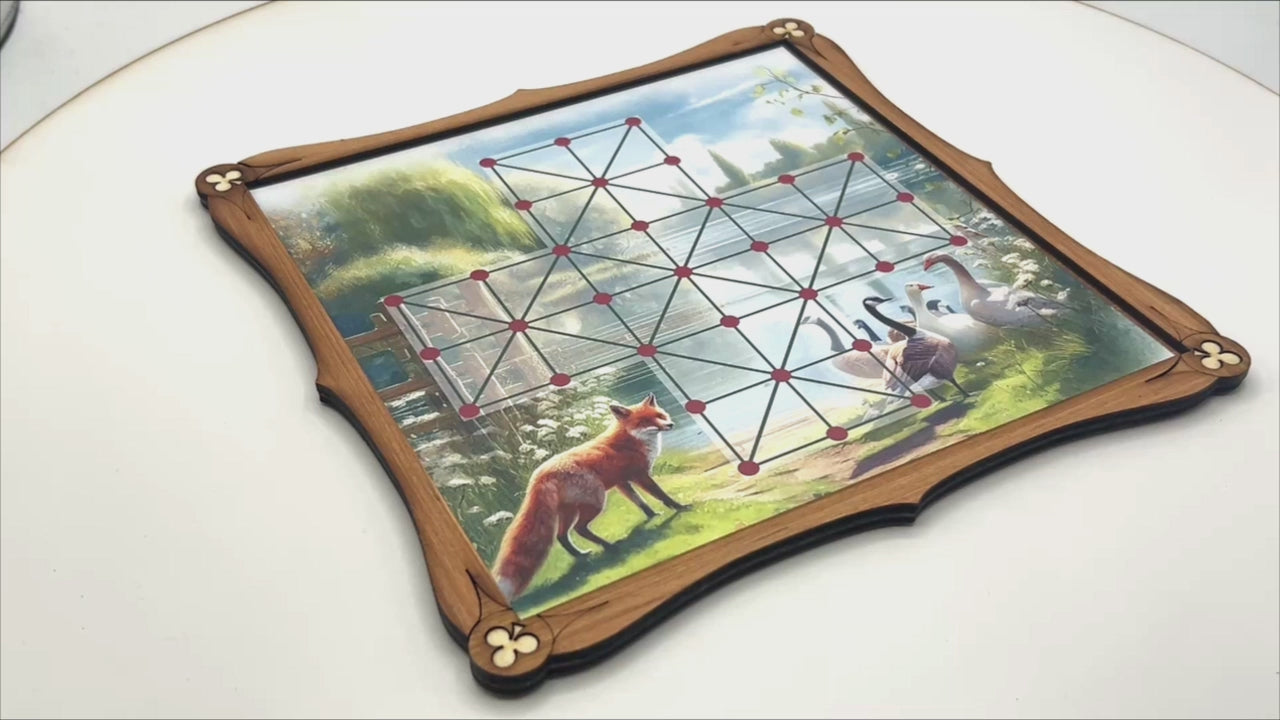 Fox and Geese wooden board game