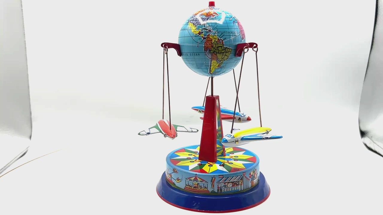 Earth Plane Carousel fairground tin toy