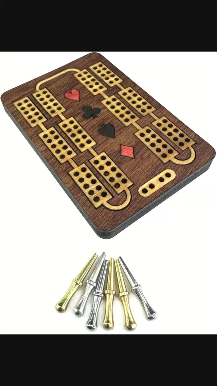 Pocket inlaid cribbage board