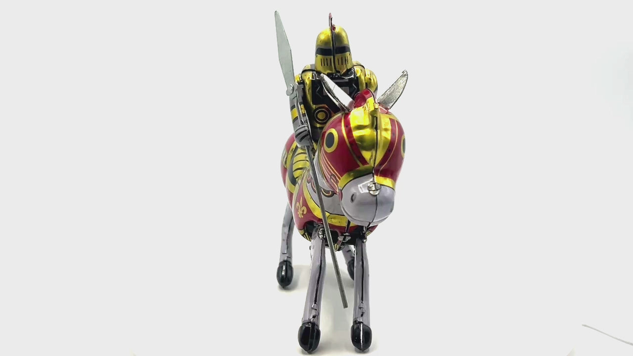 Knight on horseback wind up toy - Collectable Tin Toy
