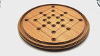 Round Nine Men's Morris wooden board game with marble pieces