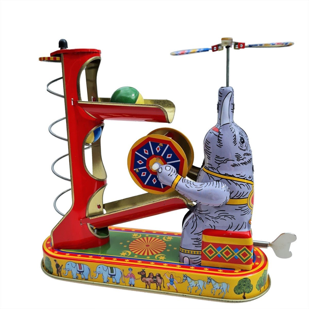 Propellerphant tin toy elephant with ball game