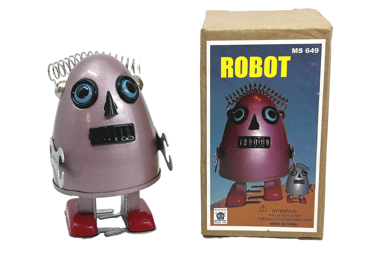 Purple Egg man robot - Collectable Tin Toy