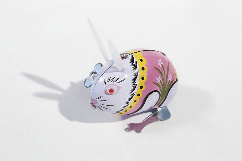 Rabbit tin toy with wind up key