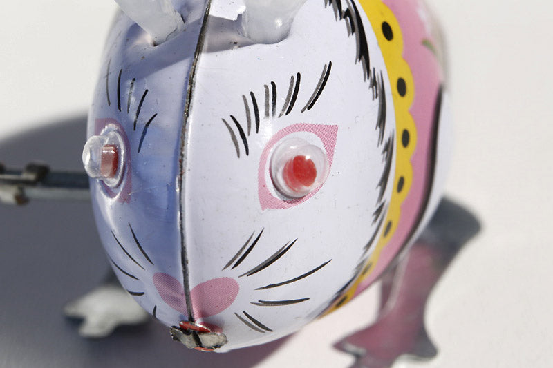 Close up of Rabbit tin toy