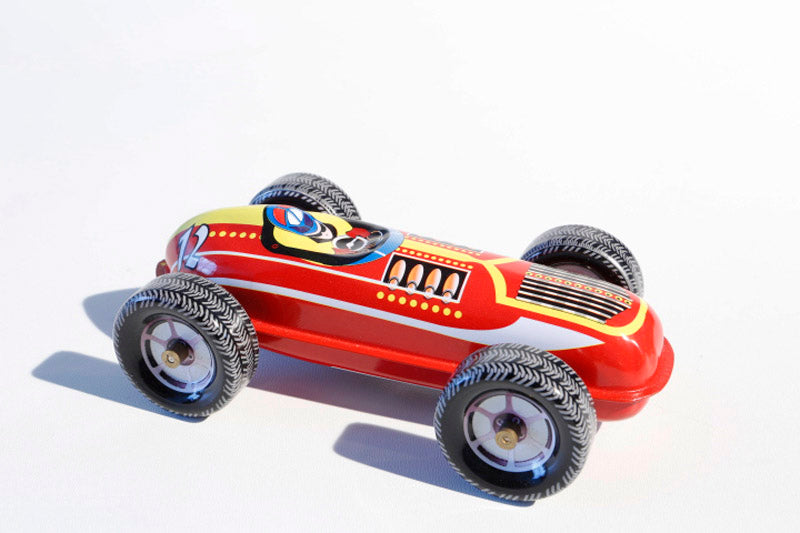 Red Race Car number 12 tin toy