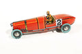 Red race car number 2 tin toy car