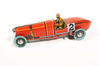 Red race car number 2 tin toy car