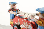 Close up of Railwaymen Tin Toy