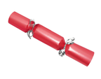 Red cracker with silver ribbon